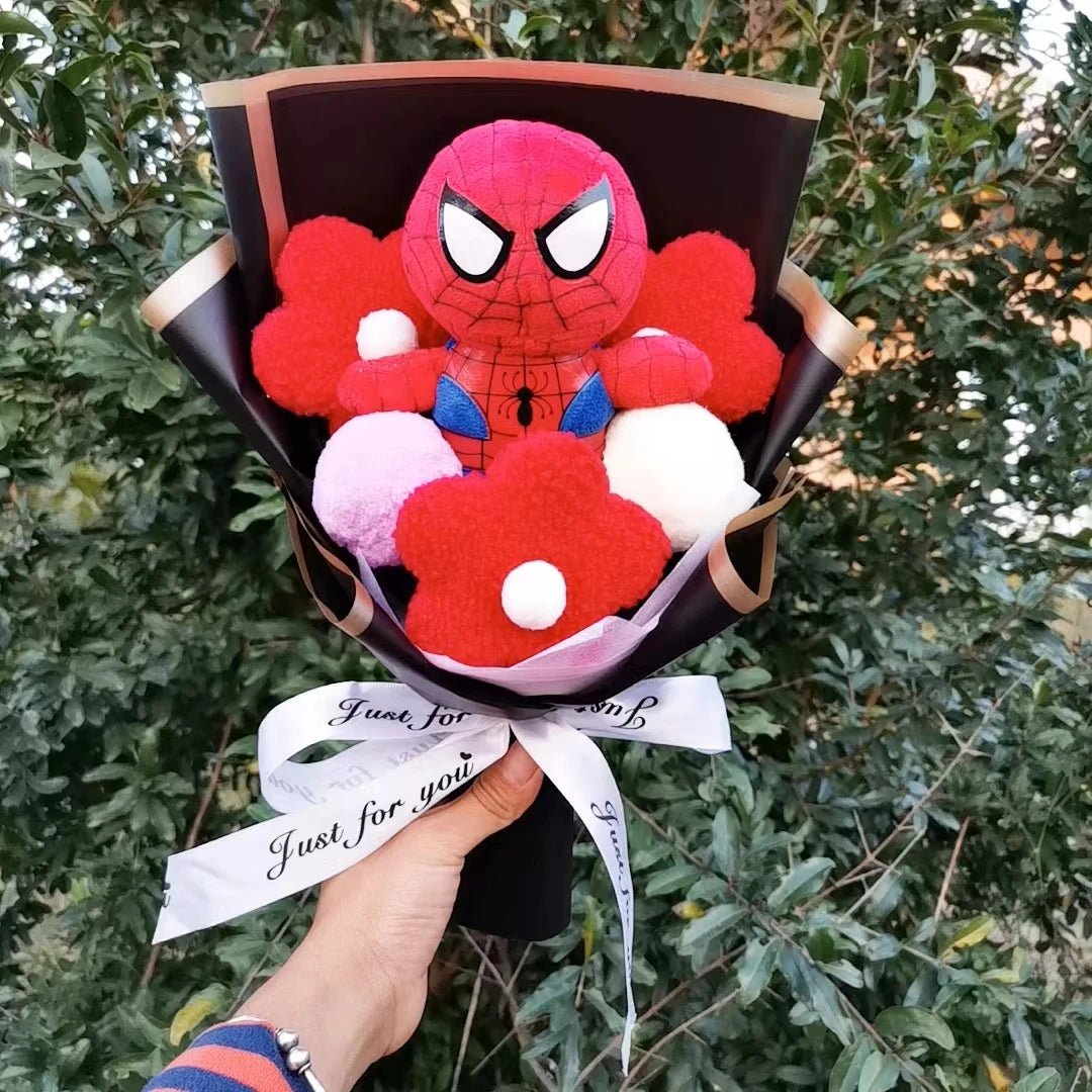 Bukiet Superbohaterów – Pluszaki z Kwiatami | Spider - Man, Iron Man, Captain America | MisioBukiety™ - MisioBukiety.pl