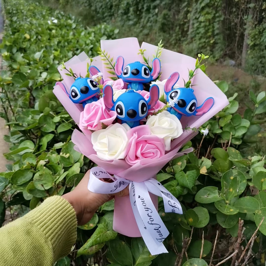 Anime Stitch Plush Bouquet Stuffed Super Soft Kids Doll Christmas Birthday Valentine Graduation Gifts - MisioBukiety.pl