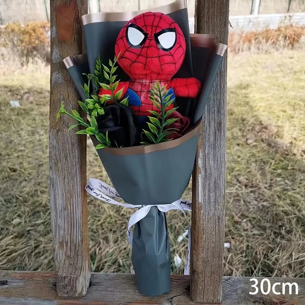 Bukiet Superbohaterów – Pluszaki z Kwiatami | Spider - Man, Iron Man, Captain America | MisioBukiety™ - MisioBukiety.pl